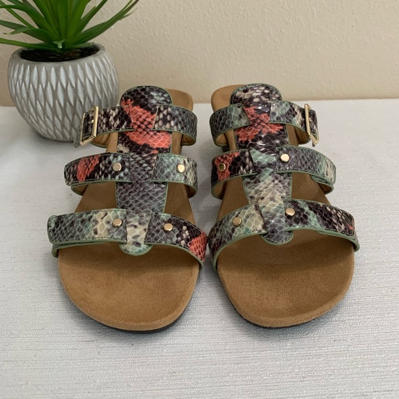 Vionic By Orthaheel Park Radia Mint/Black Crocodile Wedge Sandals Woman’s 8 - Picture 5 of 12